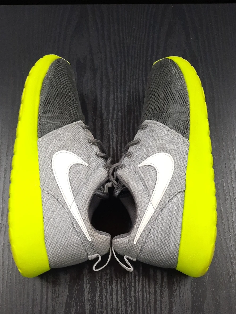 Nike Gray Mesh Sneakers with Neon Yellow Soles